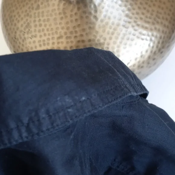 Banana Republic 3/4 Sleeve Black Soft Italian Cotton Button Down Shirt Dress 2 - Picture 7 of 16